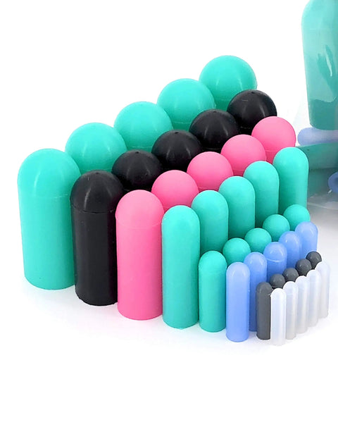 40 Piece Silicone Rubber Cap Set For High Temp Masking End Caps In Three Thirty Second To Three Quarter Inch Sizes