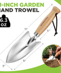 11 Inch Garden Hand Trowel With Wood Handle, Tough As Nails Heavy Duty Polished Stainless Steel Digging Tool For Planting