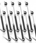 Ten Piece Set Of Heavy Duty 10 Inch Gas Struts For Cabinet Doors And Storage Boxes with black and silver design.