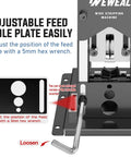 Adjustable feed hole plate of Automatic Wire Stripper Knocks Out Copper Prep handles, adjustable with a 5mm hex wrench.