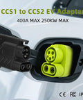 Road Ready Ccs1 To Ccs2 Active Adapter For Euro Electric Cars Sae J1772 To Iec62196 Type 1 To Type 2 DC Charging Connector in close-up.