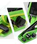 Boss Level Polypropylene Strapping Kit, 1/2 By 3200 Inch Bands tensioner tool with cutter and green handle detail.