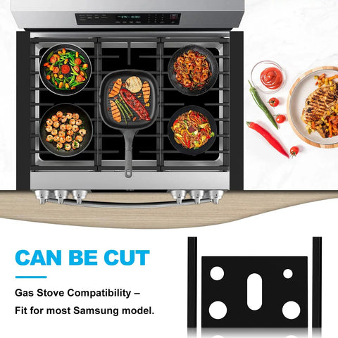 Top view of Samsung gas range with Stove Top Protector For Gas Ranges, 0.4mm Thick Reusable Burner Covers, Nonstick Washable Liner