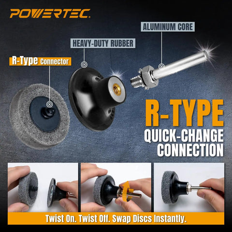 R-Type connector for 2 Inch Sanding Discs For Die Grinder And Drill 10 Pack 240 Grit Aluminum Oxide Nonwoven Nylon Pads