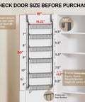 Dimensions of Six Tier Over The Door Pantry Organizer Rock Solid Metal Hanging Kitchen Basket for optimal fit.