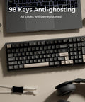 NinetySix Wired Mechanical Keyboard With GasketFrame HotSwappable PreLubed Linear Switches Mda Pbt Keycaps top view with anti-ghosting feature.