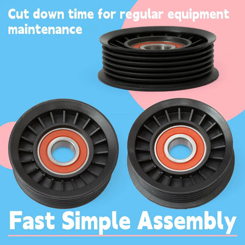 Premium Replaceable Drive Belt Idler Pulley 88909590 for Chevy Buick GMC Cadillac, features durable black rubber construction.