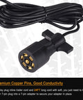 Linkitom 7-pin trailer plug with 24-ft black cord and gold-plated copper pins