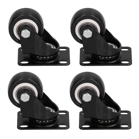 Jauarta Caster Wheel, Heavy Duty 40mm Diameter, set of four, durable black PVC wheels on metal brackets.