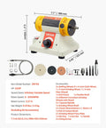 Heavy Hitter 1/2HP Bench Buffer Polisher Machine With Variable Speed Benchtop Grinder, dimensions 7.7 x 4.9 x 5.3 inches, for metal and wood sanding.
