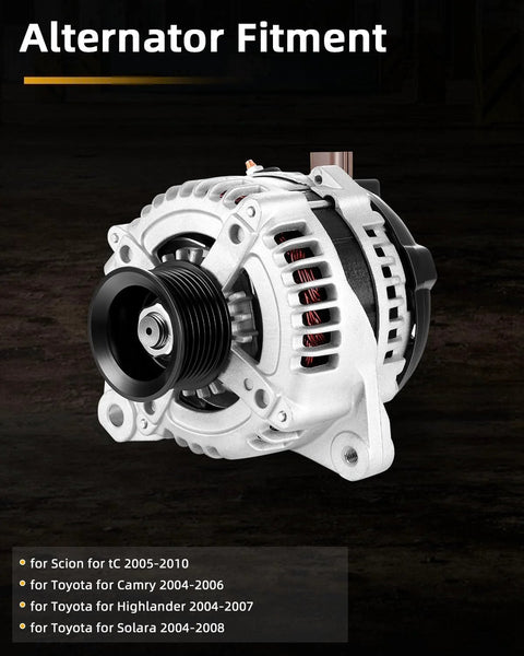 High Output Drop In Alternator For Toyota Camry Highlander Solara And Scion tC 2.4L 100A Replacement For 2004 2006 Camry