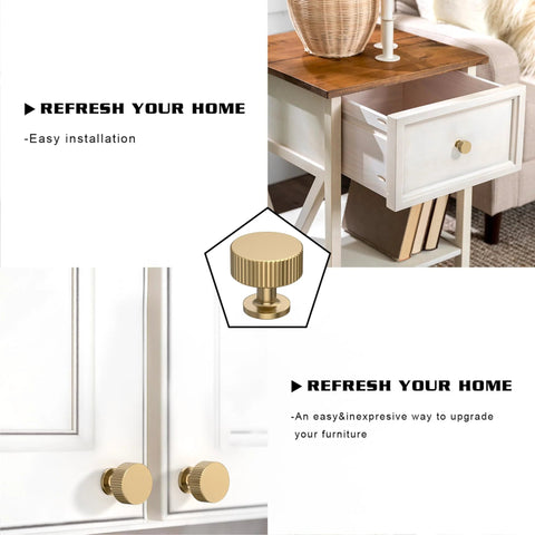 Champagne Bronze Cabinet Knobs 10 Pack Champagne Gold Cabinet Pulls installed on drawers and cabinets, 1.1 inch diameter