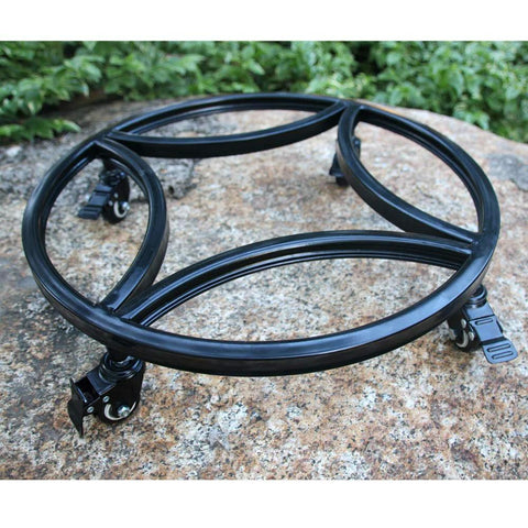 15 Inch Plant Caddy With Wheels Heavy Duty Construction Supports Up To 300 Lbs With Brakes, round iron frame with swivel casters