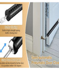 Two Pack Pneumatic Door Closer Set For Soft Close, Adjustable Speed And Positioning Door Stop, coffee color on interior door