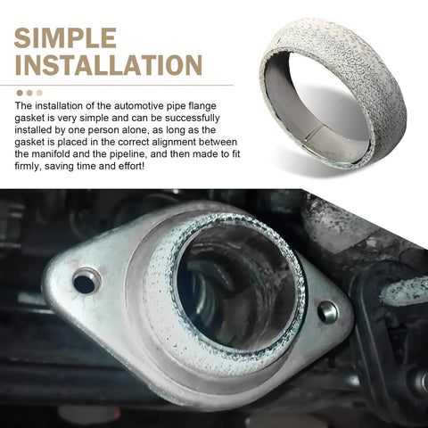 Image showing installation of 2 Piece Universal Exhaust Manifold Gasket Set Donut Gasket with 65mm inner diameter and 80mm outer diameter.