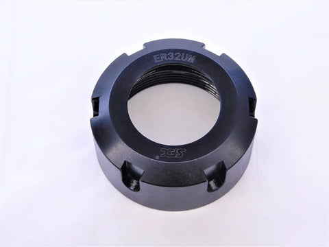 New Er32 Collet Locknut Built Tough For Heavy Duty Cnc Tool Holders Knockout Grip Milling Chuck Screw With Secure Fastening Hardware Topshelf Workshop Essential That Runs Like A Charm Daily, black ER32 locknut with threaded inner.