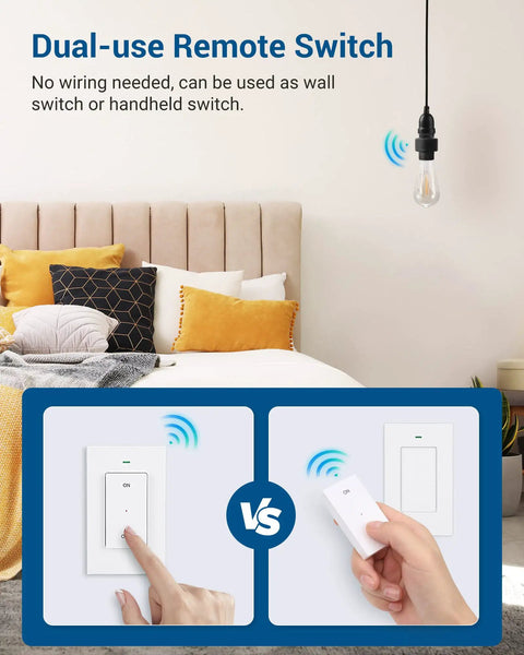 Remote Control Light Socket With Wireless Switch Replaces Pull Chain No Wiring Needed 100 Ft Range Wall Mounted Controller