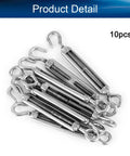 Pack Of Ten Top Shelf M5 Turnbuckle Hooks And Eyes Crafted From Rust Proof 304 Stainless Steel for tensioning and rigging.