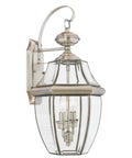 Newbury 20 Inch Outdoor Wall Lantern 2 Light Pewter Finish With Clear Beveled Glass E12 Base Old World French Country Charm