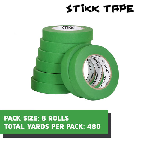 Green Painters Tape 8 Pack, 1 Inch By 60 Yards, Ideal For Sharp Edges, Trim And Ceilings, Residue Free Masking Tape stacked view