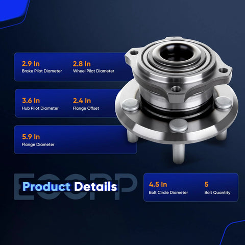 Pair Of New Rear Wheel Hub Bearing Assembly 5 Lug 27 Spline For Dodge Charger Magnum And Chrysler 300 2005 2009 Performance Brake Models OE 512301x2 Fits 2005 2008 Dodge, product specifications showing hub dimensions.