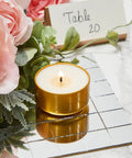 120 Pack Mini Square Mirror Tiles 1x1 Inch For Mosaic Art And Crafts with gold candle and floral decor