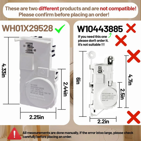 WH01X29528 washer door lock, 4.33in x 2.25in, for Easy Install Washer Door Lock For Front Load Machines, Compatible Lid Switch Repair Kit, No Fuss Replacement That Fits GFW510SCN0WW And Other Front Load Models, Durable, Secure Lock For Quiet Laundry Days