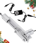 DC 12V linear actuator with mounting bracket and speed controller, silver metal body, front-angle view