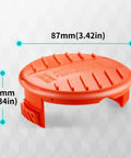 Trimmer Line Cap And Spring Replacement Kit For AFS Trimmer RC100P And Black And Decker Models, orange cap with dimensions 87mm x 34mm