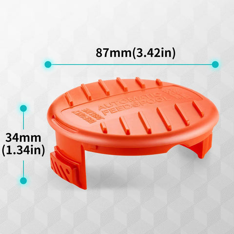 Trimmer Line Cap And Spring Replacement Kit For AFS Trimmer RC100P And Black And Decker Models, orange cap with dimensions 87mm x 34mm