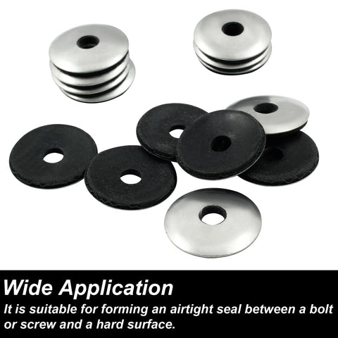 Biaungdo washer assortment: black neoprene/EPDM rubber washers and silver stainless steel washers for screws