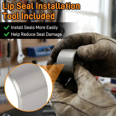 Lip seal installation tool from Chevrolet Corvette Complete Brake Caliper Rebuild Kit DIY Friendly With Installation Tool And Hardware For 1965 To 1982 Includes Boots Lip Seals Half O Rings Springs Pins Bleeder Screws And Bolts