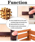 Pro Grade Mortise Gauge For Woodworking, Ebony Marking and Sliding Square Tool in use, showing marking on wood and adjustable features