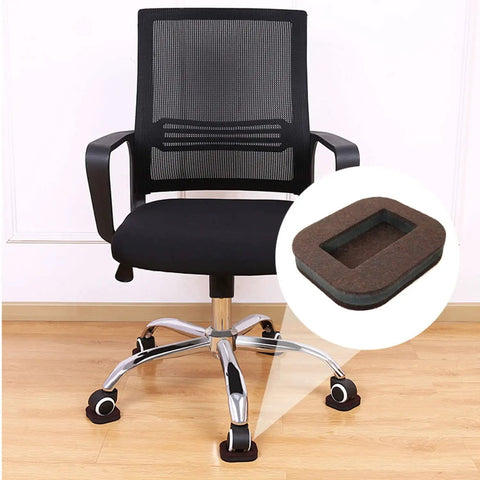 Brown Felt Caster Cup Floor Protectors 5 Pack For Furniture And Chairs No Slip Cushions with chair on wooden floor
