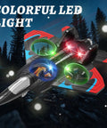 Foam RC Airplane With LED Lights For Kids And Adults Ages 8 To 16 360 Degree Flips Stunt Fighter Jet Toy in flight at night