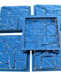 DIY Flagstone Concrete Mold Set 5-piece cobblestone paver molds made of blue ABS plastic for garden path and patio stone casting.