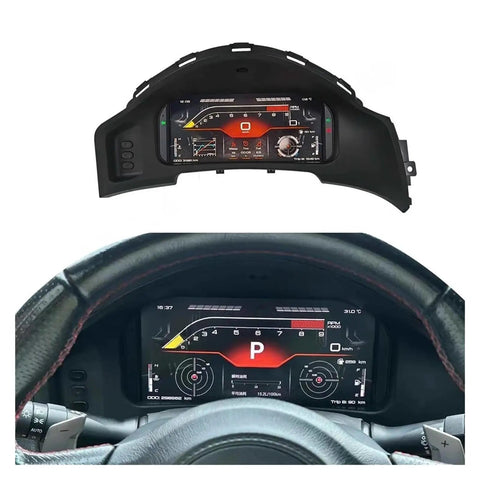 Toyota 86 Subaru BRZ 2013 2019 12.3 Inch LCD Dashboard Instrument Panel Digital Cluster Smart Gauges Module Upgrade Plug And Play Ready Built In Circuit Components installed in steering wheel view