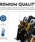 2-Pole Definite Purpose Contactor With 120V Coil 40 Amp Heavy Duty HVAC Switch, close-up of features and quality certification