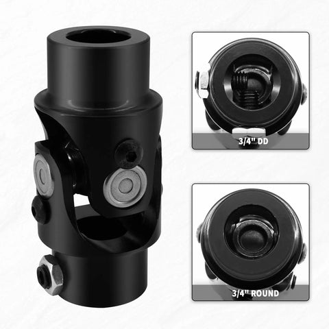 Three Quarter Inch Round Universal Joint For Steering Shaft Black U Joint With 35 Degree Operating Angle And 83 Mm Total Length Beefy Built For 4000 RPM Heavy Duty 40Cr Alloy Steel With Premium Needle Rollers, 3/4" round