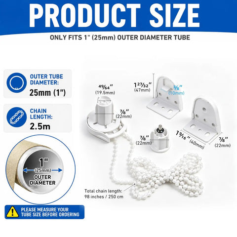 All In One 1 Inch Roller Blind Repair Kit For 25mm Tubes With Brackets Clutch Chain End Plug Easy Fix For Common Roller Shade Problems