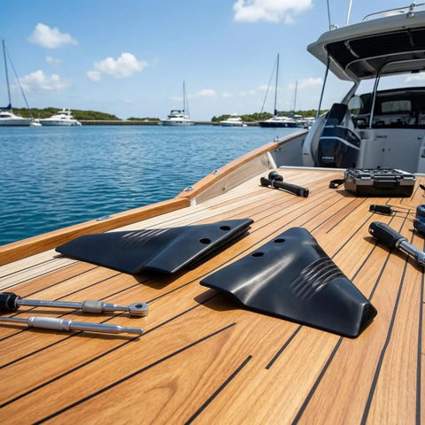 Outboard Motor Hydrofoil Stabilizer Fin Beefs Up Stability For Stern Drive Molded Reinforced Design on boat deck