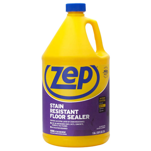 Heavy Duty Stain Resistant Floor Sealer One Gallon Pack Of Four For VCT Rubber And Unfinished Concrete - yellow sealant jug