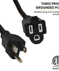 Beefy 15 Foot Outdoor Extension Cord 16/3 SJTW Black Weatherproof Contractor Grade Power Lead For Tools And Gear Molded Plug