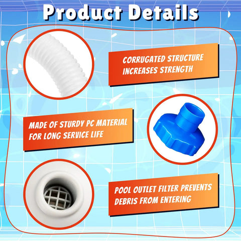All In One 8 Piece Water Jet Connector Kit For Above Ground Pools With Skimmer Hose And Adapter B Outlet Strainer Grid Inlet Nozzle