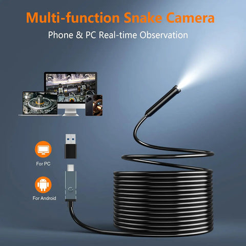 4.3 Inch Industrial Endoscope Borescope With 16.5 Ft Cable, 1080P HD Camera, IPS Display, Real Time Analysis, One Click Photo And Video Capture For Home And Pro Inspections, black cable with USB connectors