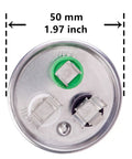 Top view of 30 And 3 UF Dual Run Start Capacitor For Condenser And AC, 370 to 440 VAC CBB65B Round Capacitor, 3 Terminal.
