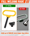 Beefy Half Inch By Three Inch Trailer Hitch Pin With Clip And Rubber-Coated Handle, Heavy-Duty Lawn Mower Hitch Pin For Mowers, Tractors, Trucks, Towing Cargo, ATV, 1500 Lbs Capacity, yellow handle