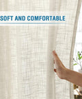 Cozy Natural Linen Blend Curtains For Living Room With Burlap Texture And Light Filtering Nickel Grommet Two Panel Set For Bedroom Privacy 52 Inch By 84 Inch Ivory