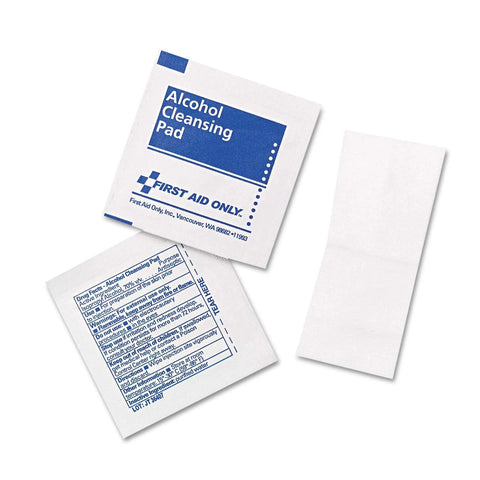 First Aid Only alcohol cleansing pads, 20-count, white packaging with blue label (front view)