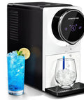 Heavy Duty Compact Nugget Ice Maker For Countertop With Auto Dispenser Makes Up To 33 Lbs Of Chewable Pebble Ice Daily in use with drinks.